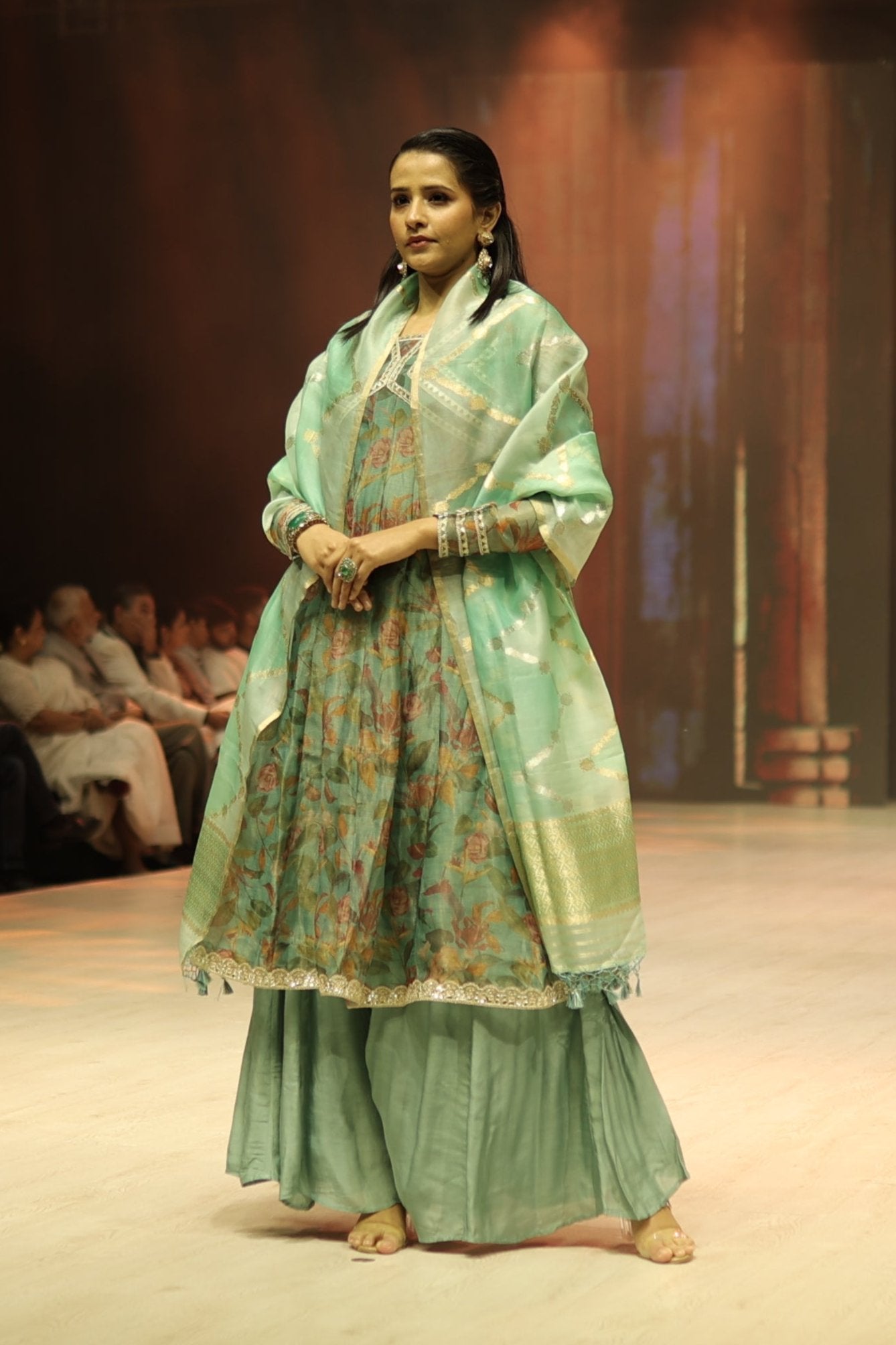 Elegant Sea Green Sharara Set with Kadwa Rangraat Dupatta